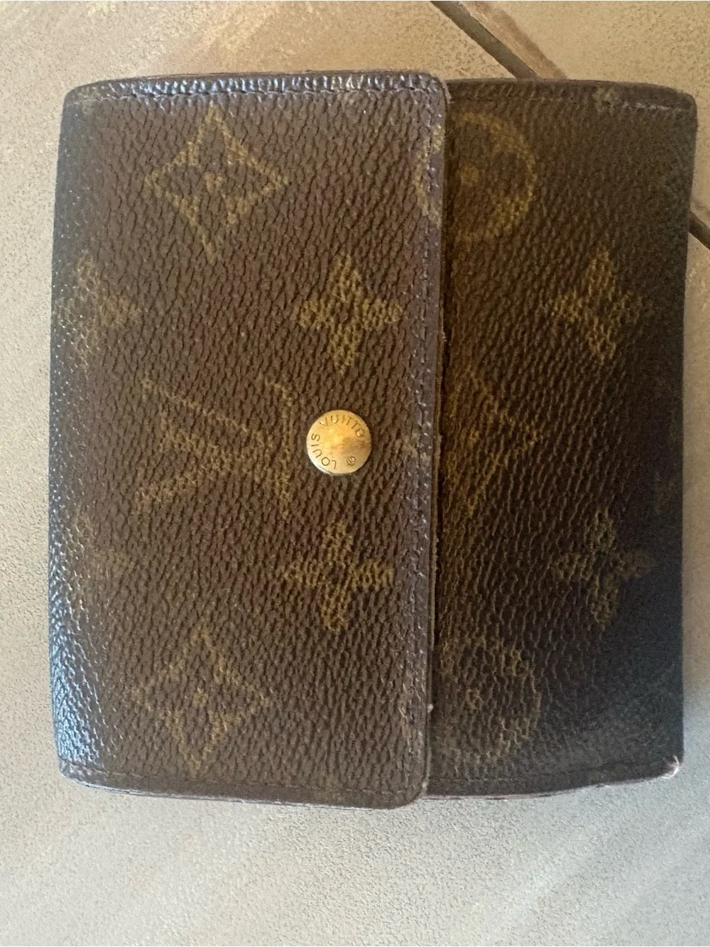 Louis Vuitton Brown Monogram Canvas Men's Bifold Wallet with Gold Snap